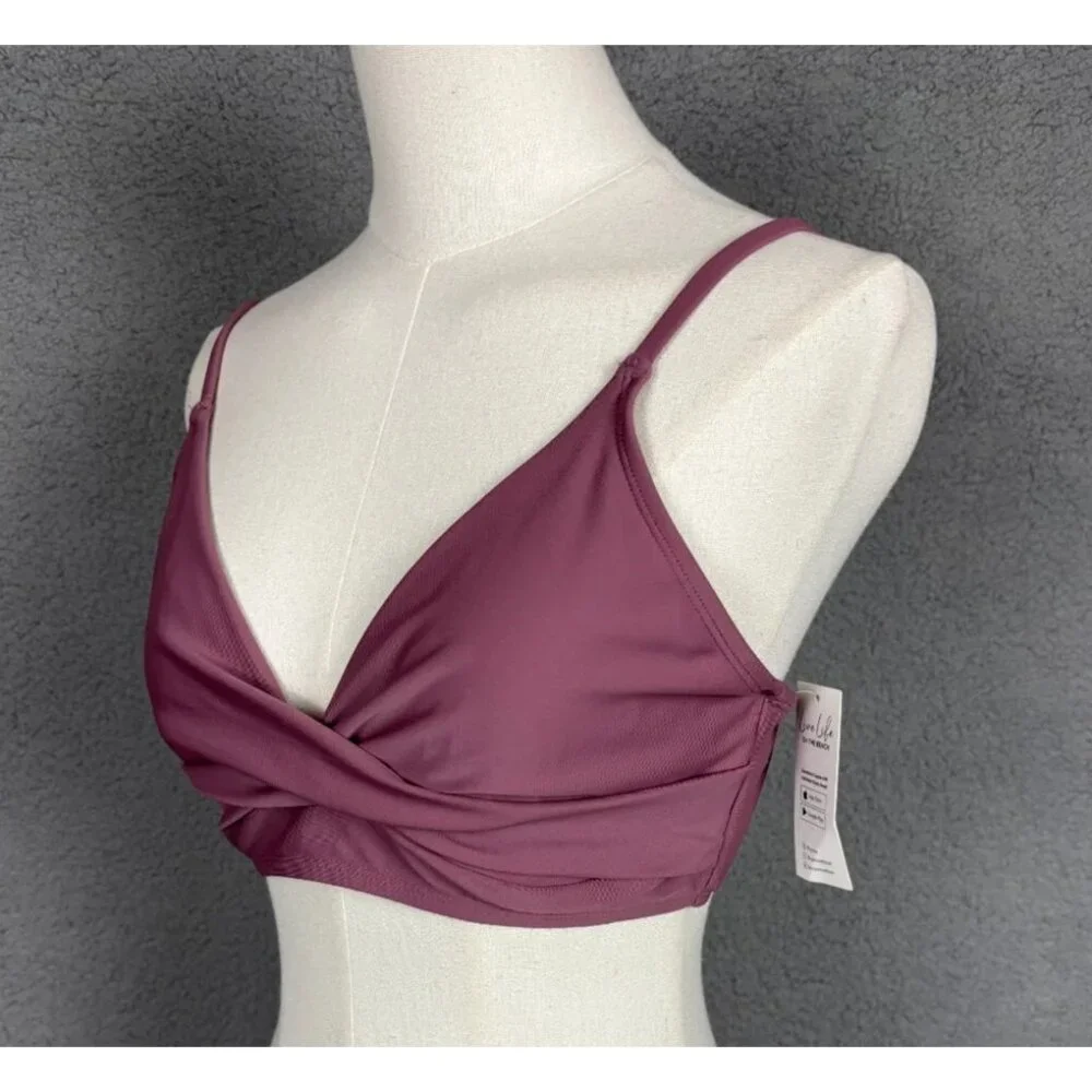 Cupshe Women's V-Neck Twist Front Bikini Top Padded Mauve Medium NWT's.